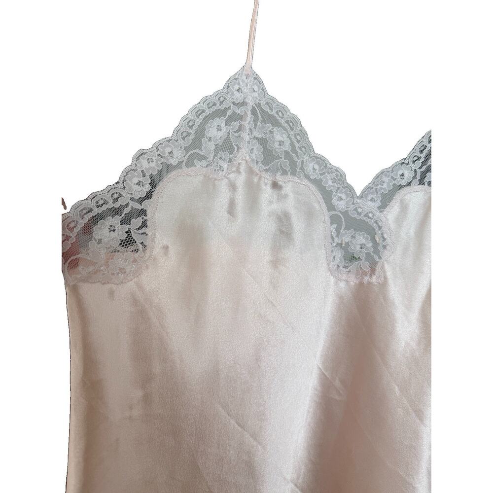 Vintage Sara Beth Saks Fifth Avenue Pink Satin Lace Nightgown Slip Dress M 38 - Picture 5 of 6